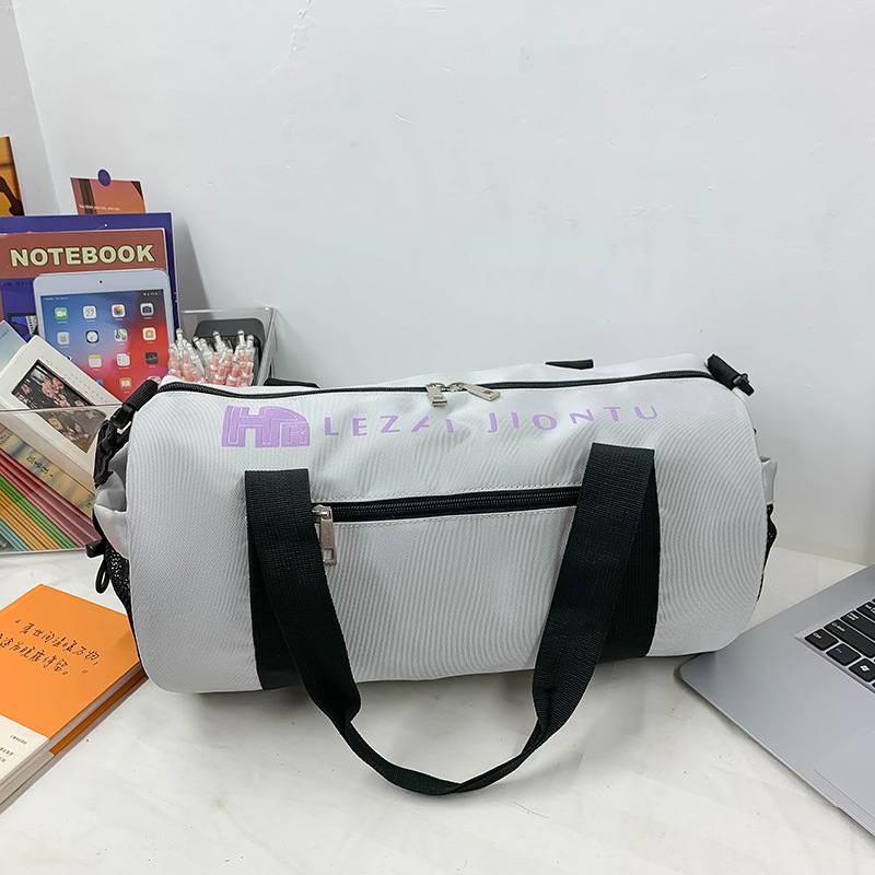 Large Capacity Cylinder Travel Fitness Bag Men's And Women's Sports Training Bag Shoe Position Crossbody Luggage Bag