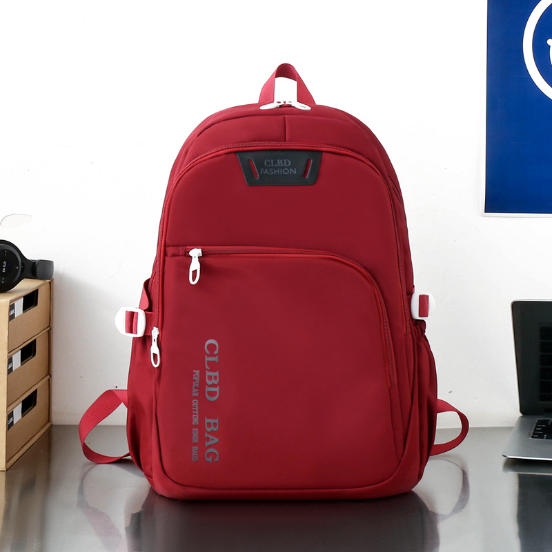 Trendy Unisex School Backpack Pure Color Lightweight Versatile for Couples